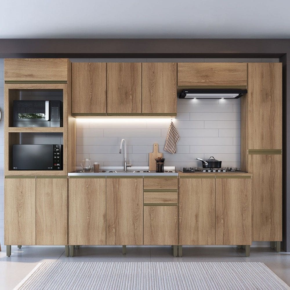 Cozinha Completa Dinamarca 14 Portas 2 Gavetas 6123.170 Castani - Indékes
