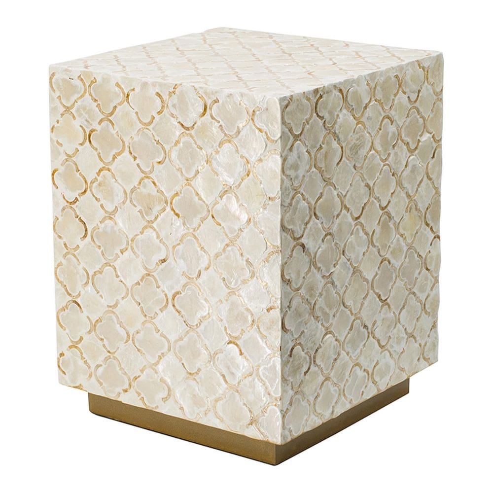 Banqueta de mesa Accent Side End Benjara Square Capiz Cream/Gold