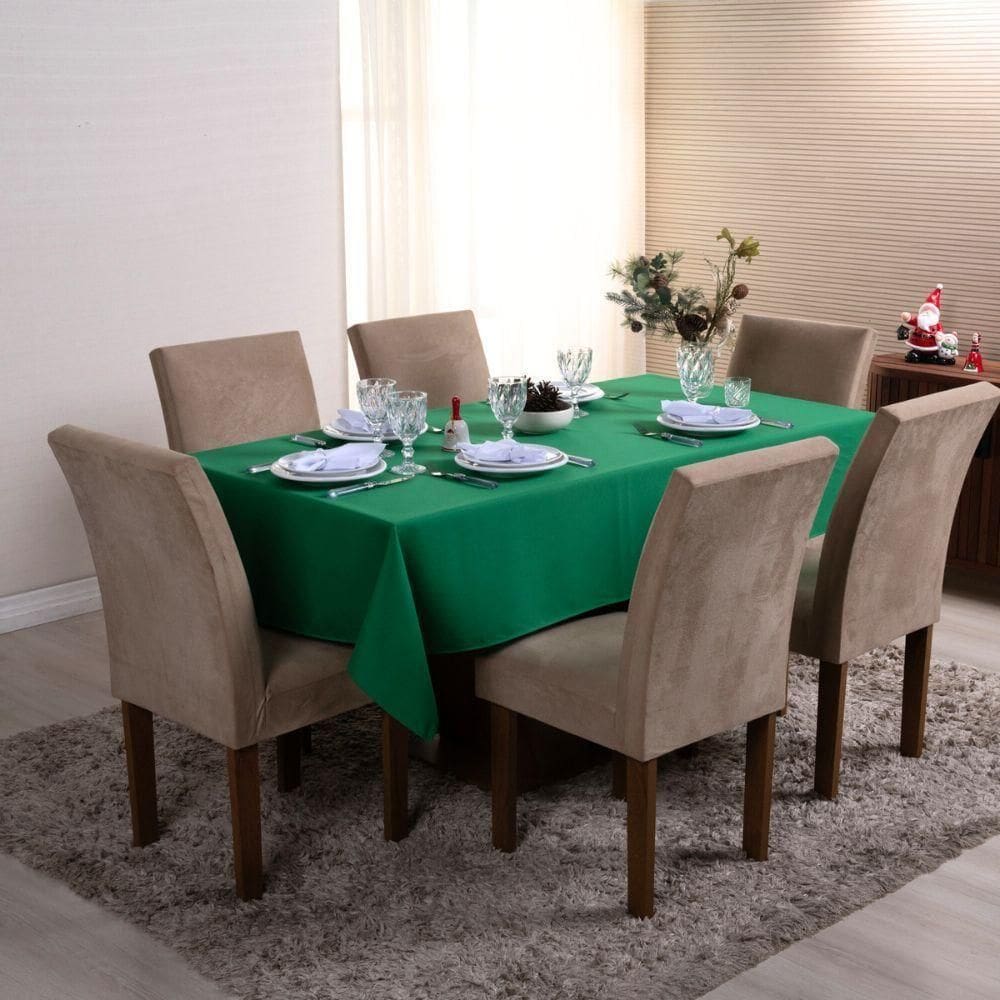 Toalha De Mesa Basic 1 Peça 2,00m X 1,40m 6 Lugares Tecido Oxford 100% Poliéster - Verde