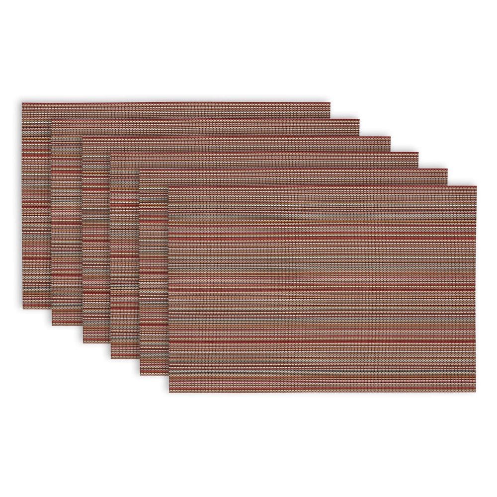 Conjunto de jogos americanos DII Micro Stripe Tango Red (conjunto de 6)