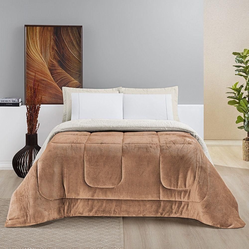 Coberdrom Pele De Carneiro Sherpa Everest King 01 Peça - Apricot