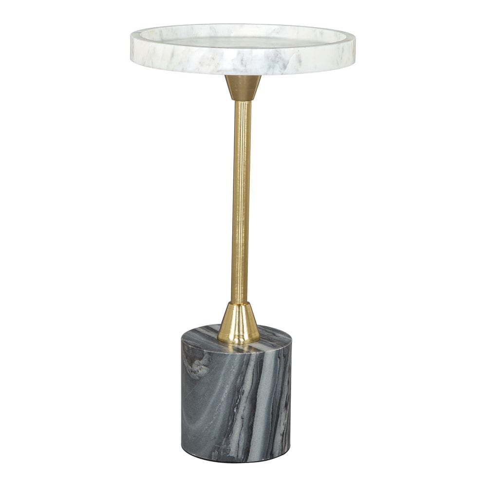 Mesa lateral Zuo Johan com tampo de mármore multicolorido 25x25x56 cm