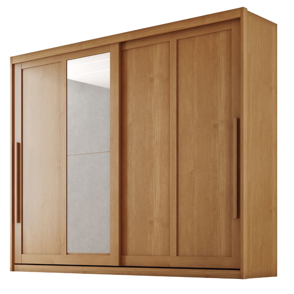 Guarda Roupas Casal 2 Portas de Correr com Espelho 100% MDF 6 Gavetas Firenze