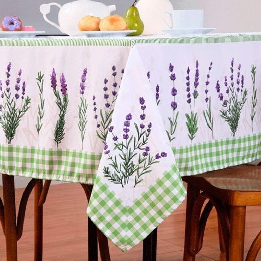 Toalha De Mesa Estampada Allegra 1 Peça 6 Lugares 100% Poliéster - Lavanda