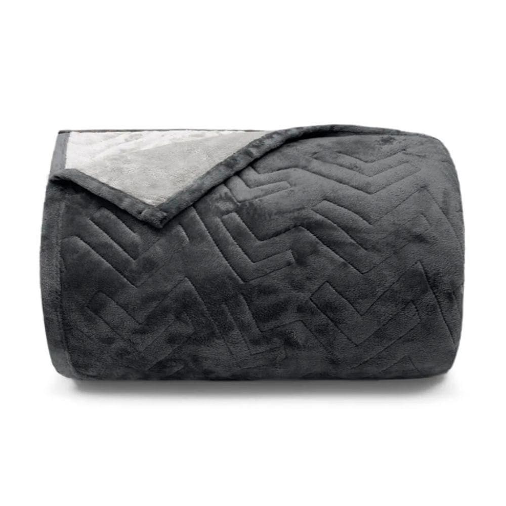 Cobertor Buettner King Flannel Plush 100% Poliéster Dupla Face 260mx280m Metal Escuro / Metal Claro