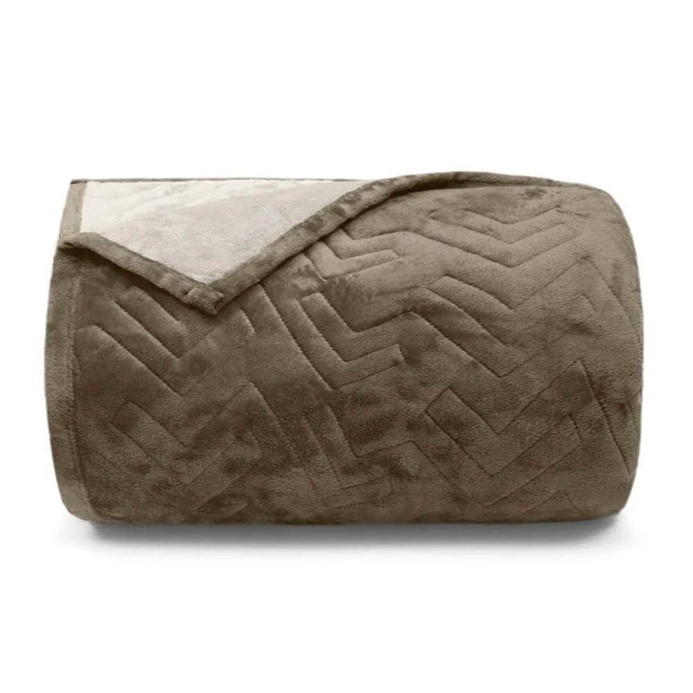 Cobertor Buettner King Flannel Plush 100% Poliéster Dupla Face 260mx280m Chocolate Escuro / Chocolate Claro
