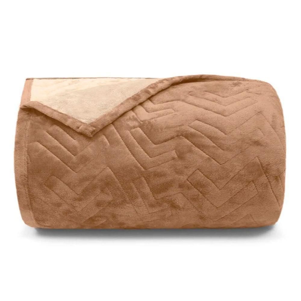 Cobertor Buettner King Flannel Plush 100% Poliéster Dupla Face 260mx280m Khaki Escuro / Khaki Claro