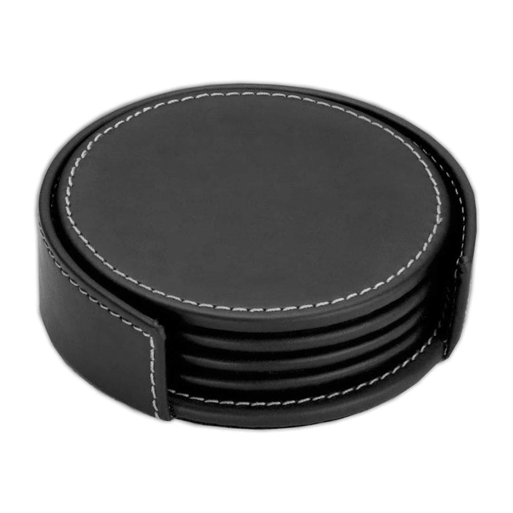 Conjunto de montanhas-rusticas Dacasso em couro preto, 4 rodadas com suporte
