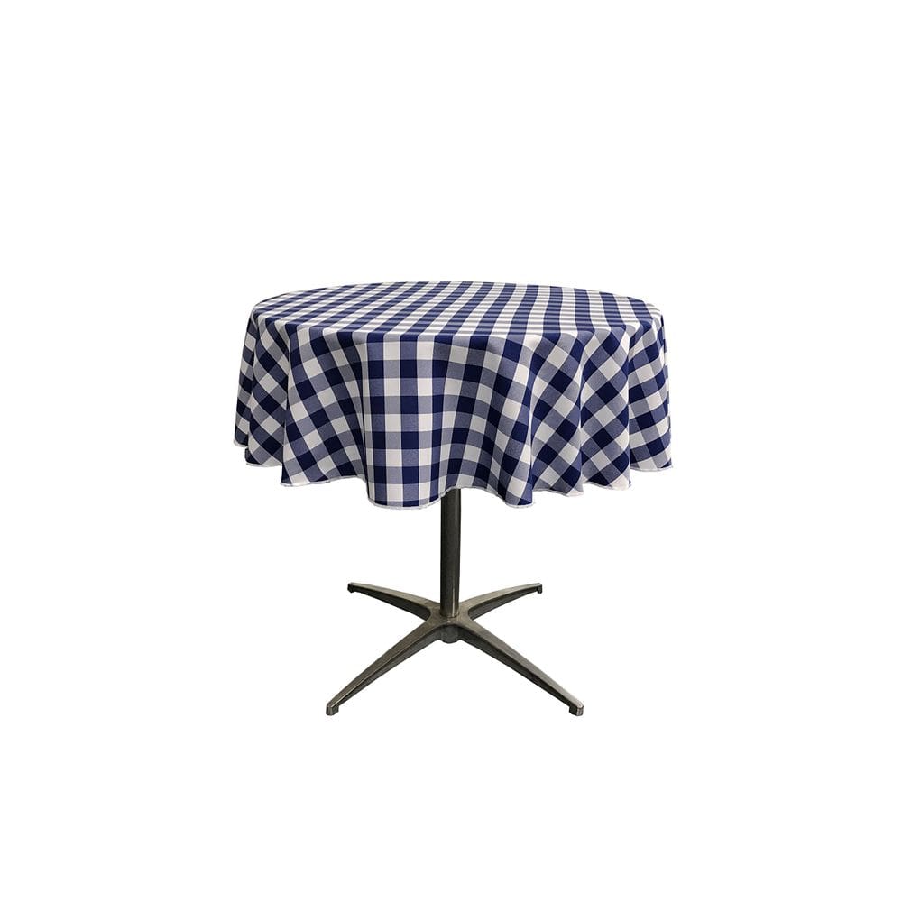 Toalha de mesa LA Linen Gingham Checkered 130 cm azul marinho