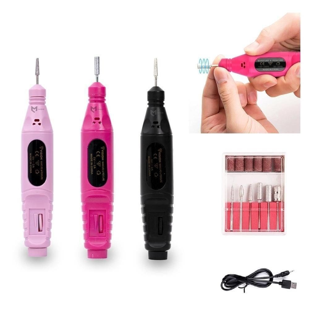 Lixadeira Unha Eletrica Com 12 Acessorios Profissional Lixa Automatica Manicure Pedicure Lixador Kit