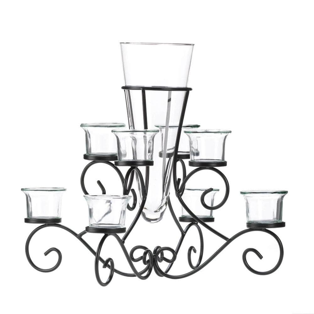 Suporte de vela com vaso Accent Plus Scrollwork 37,8x37,8x31,7