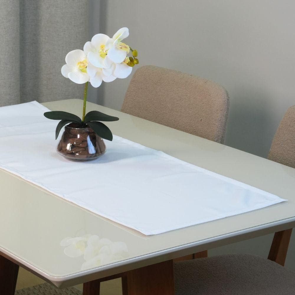Caminho De Mesa Basic 1 Peça 1,30m X 40cm Tecido Oxford 100% Poliéster - Branco