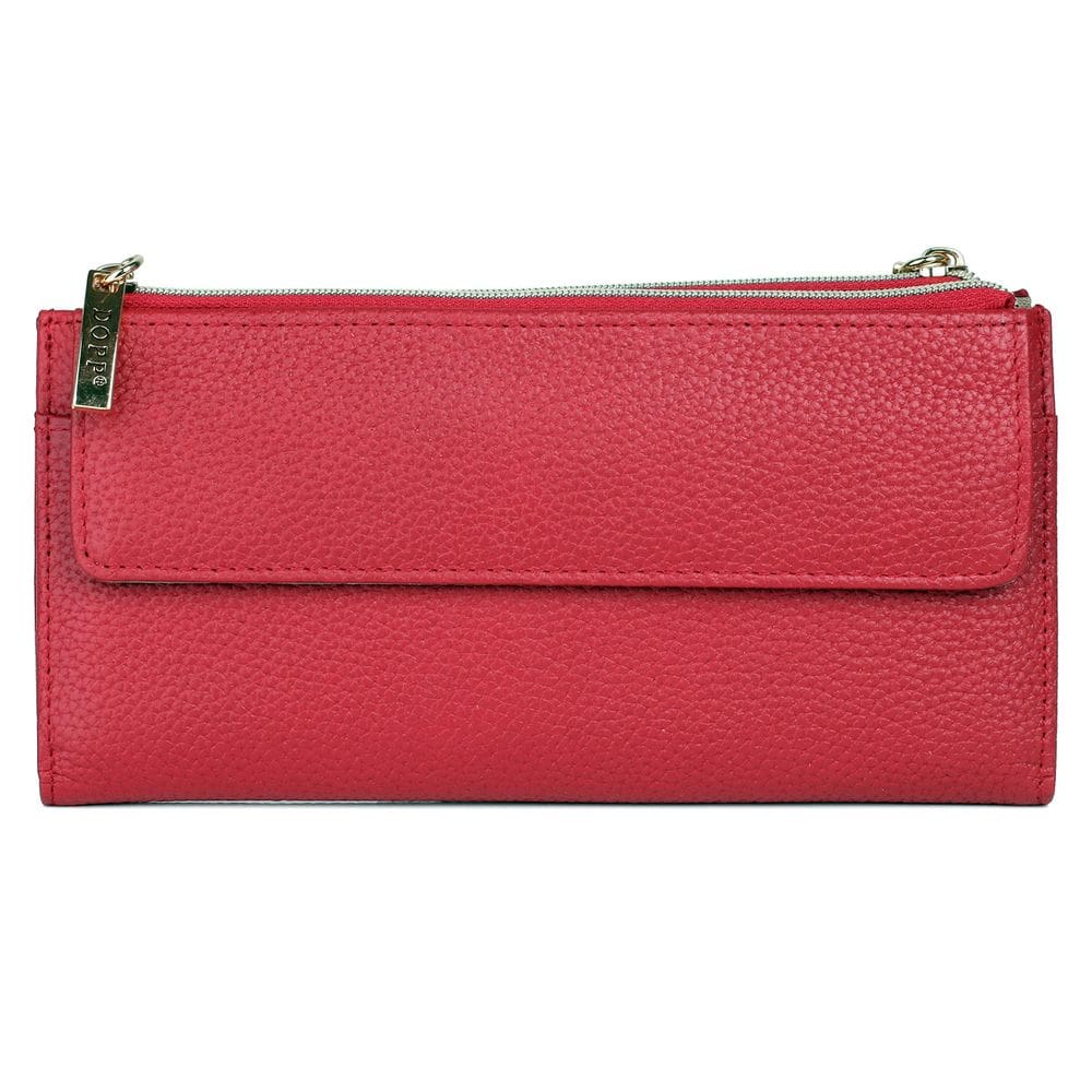 Carteira Dopp Cosmopolitan com bloqueio de RFID em couro vermelho