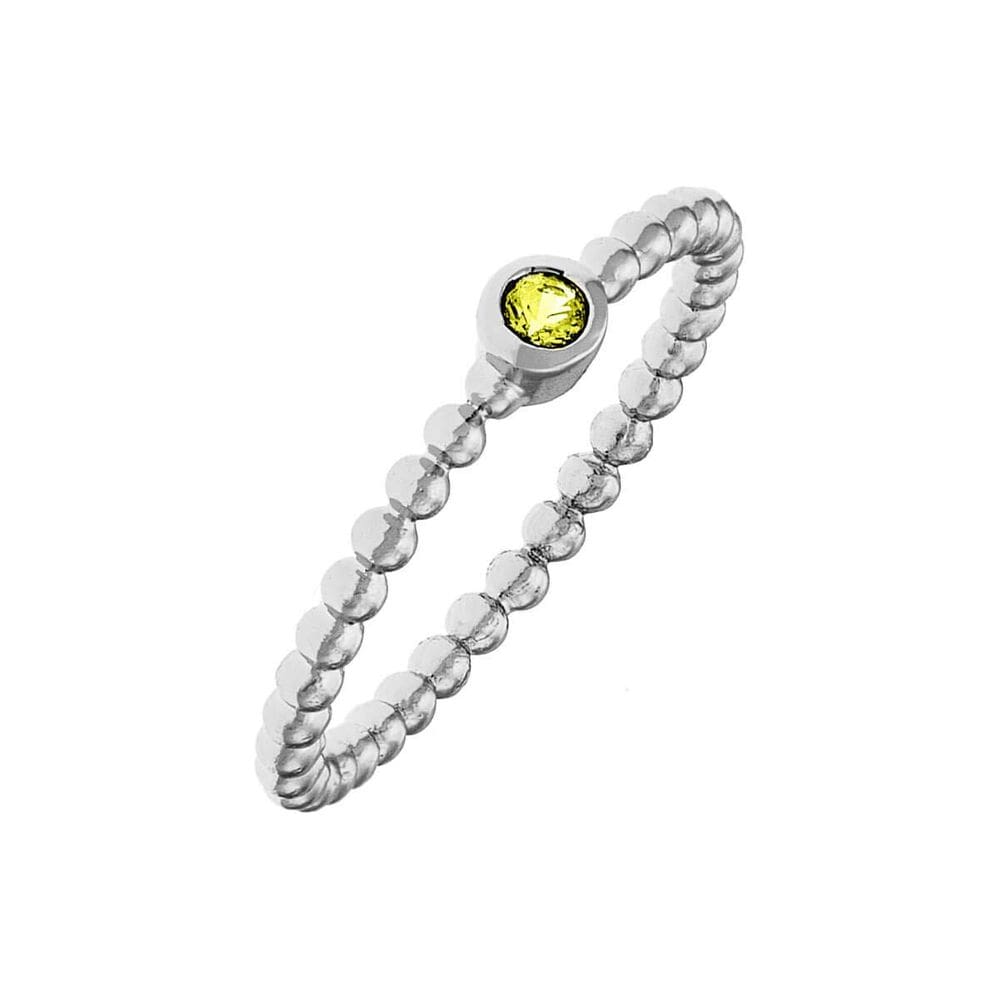 Anel ELEGANT CONFETTI Venice em ouro branco 18k CZ amarelo tamanho 8