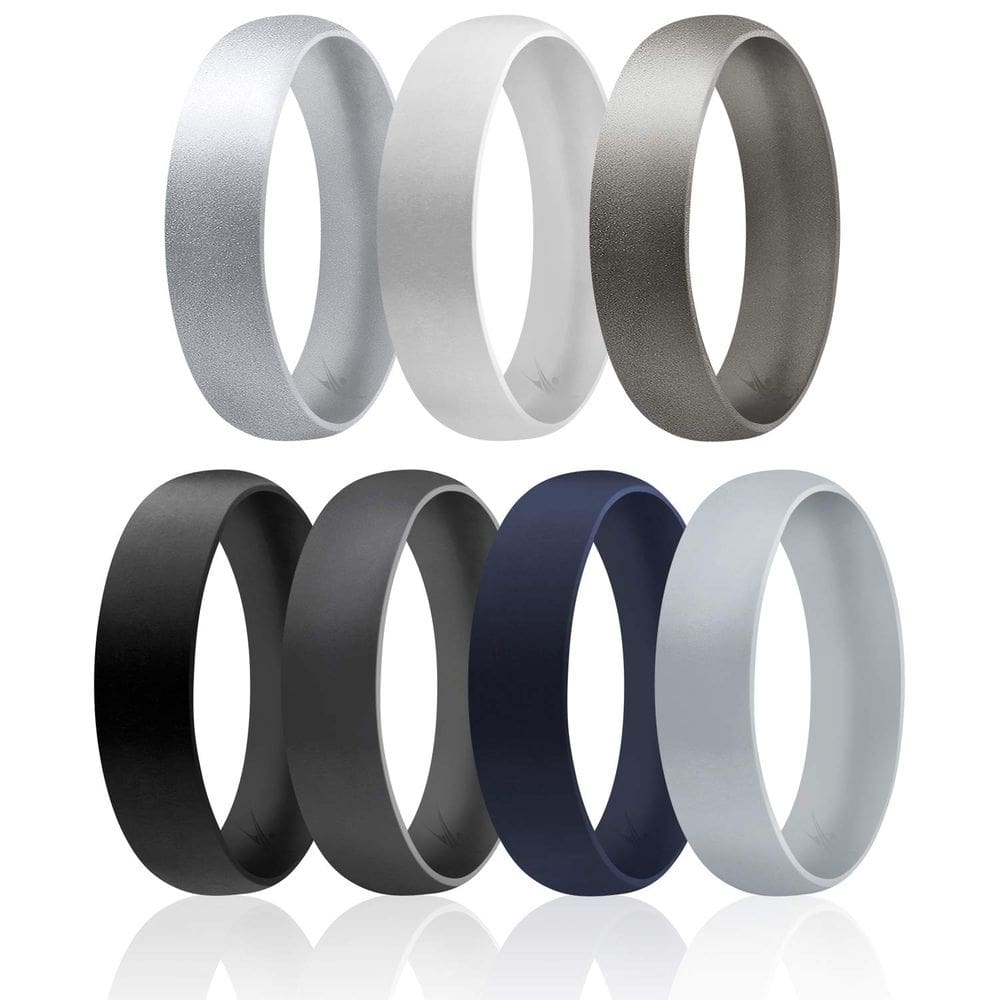 Aliança de casamento de borracha de silicone ROQ Comfort Fit 6 mm de largura e 2 mm de espessura