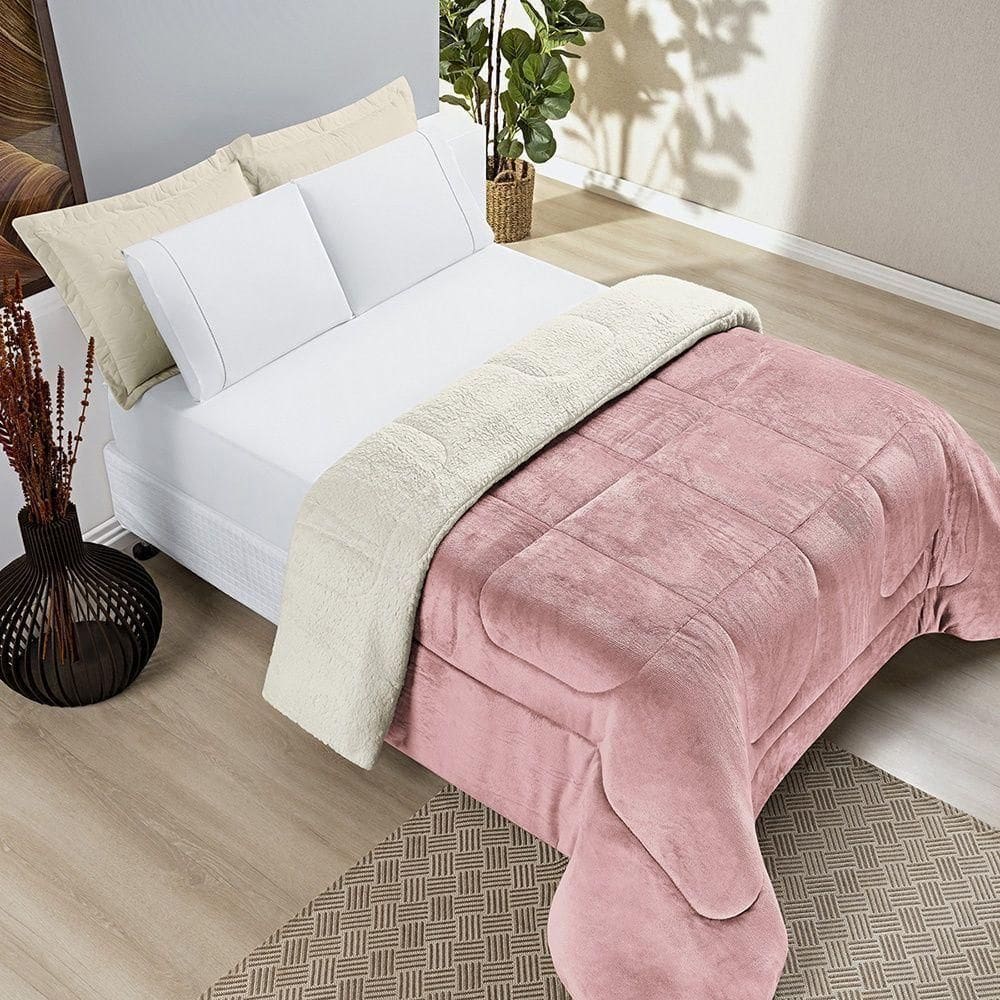 Coberdrom Pele De Carneiro Sherpa Everest Queen 01 Peça - Rosa Secreto