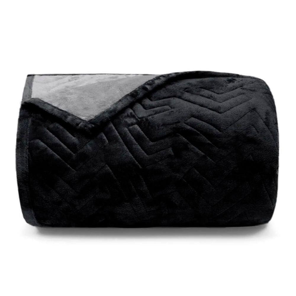 Cobertor Buettner King Flannel Plush 100% Poliéster Dupla Face 260mx280m Preto / Metal Escuro