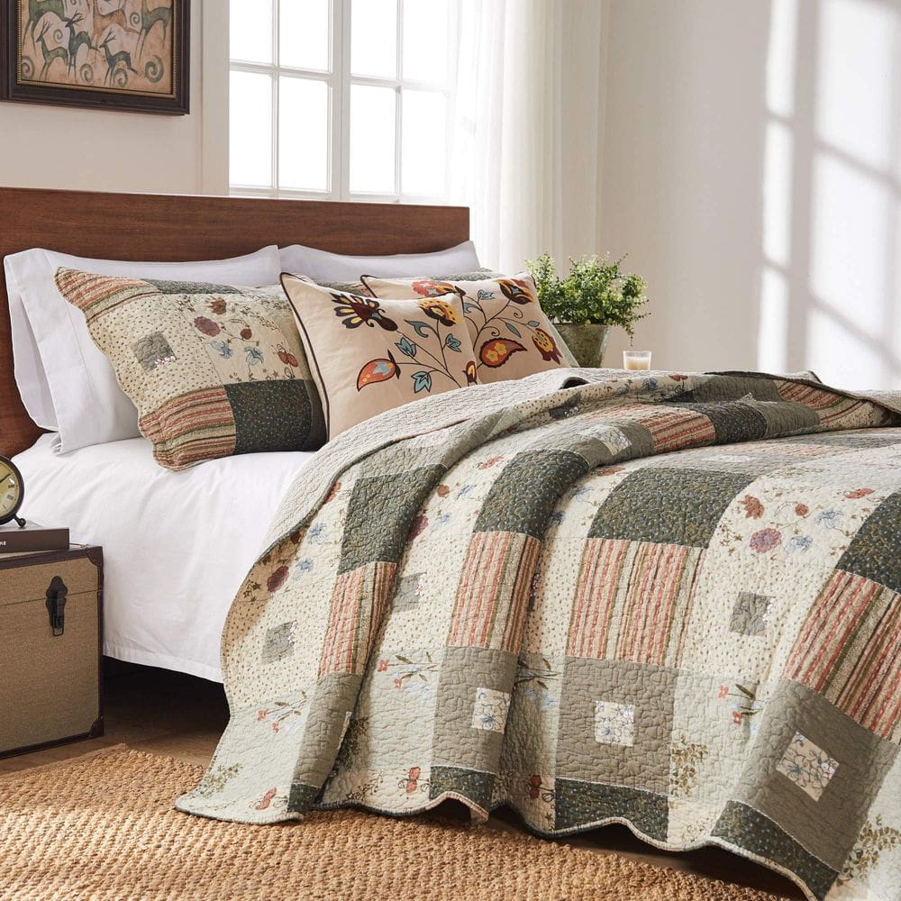 Conjunto de edredões Greenland Home Sedona GL-1010GBSQ Full/Queen Grey