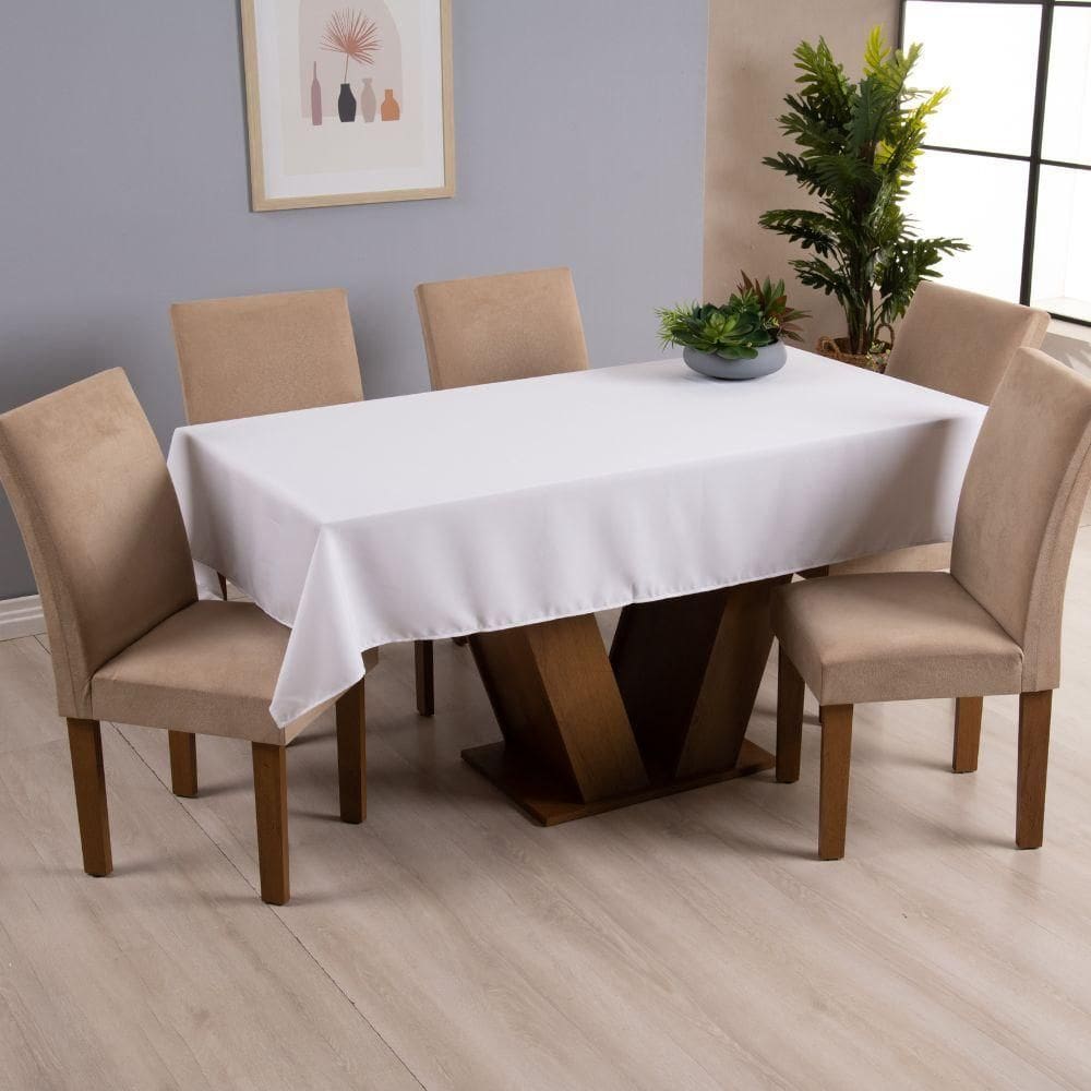 Toalha De Mesa Basic 1 Peça 1,45m X 1,40m 4 Lugares 100% Poliéster Tecido Oxford - Branco