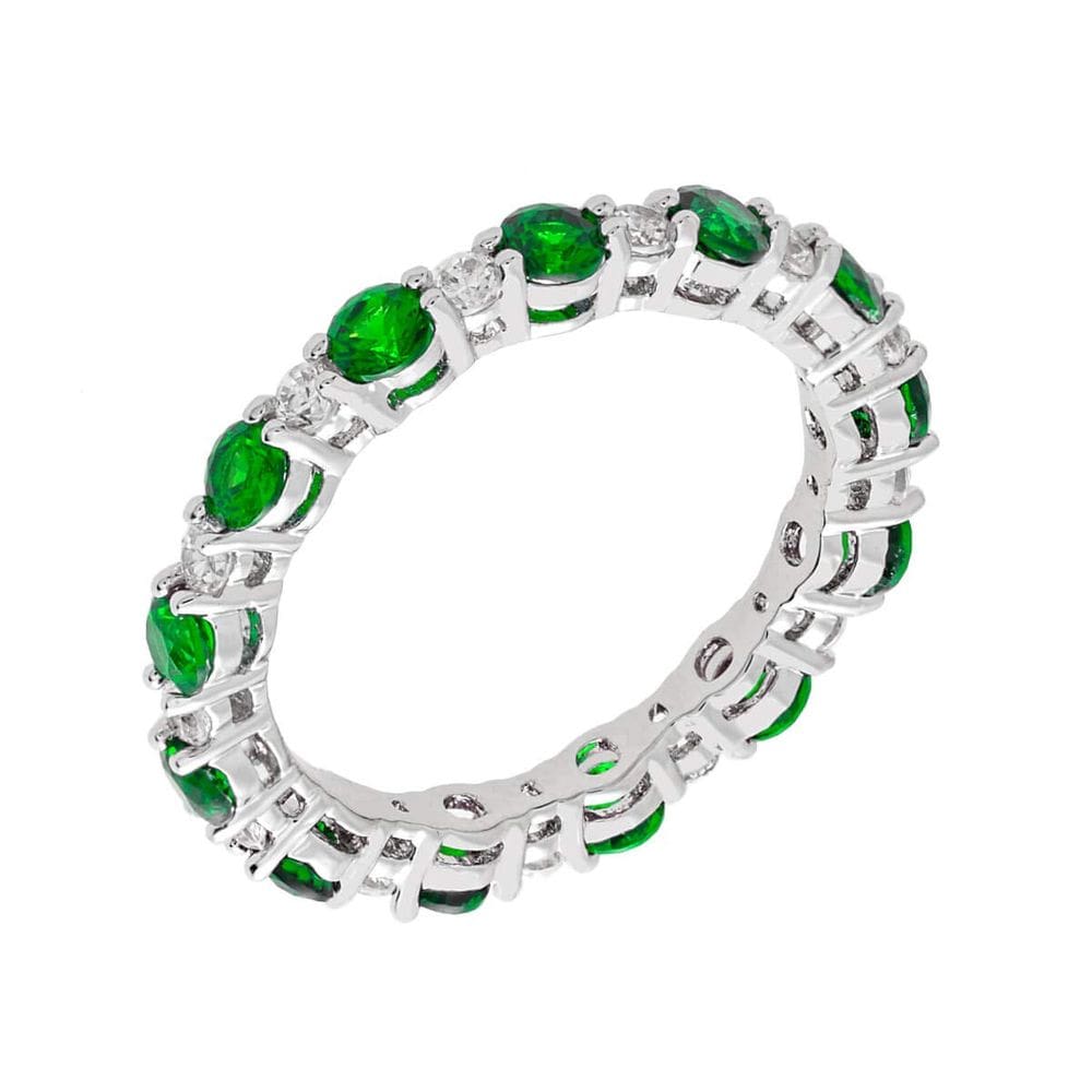 Anel ELEGANT CONFETTI Paris banhado a ouro branco 18k verde CZ