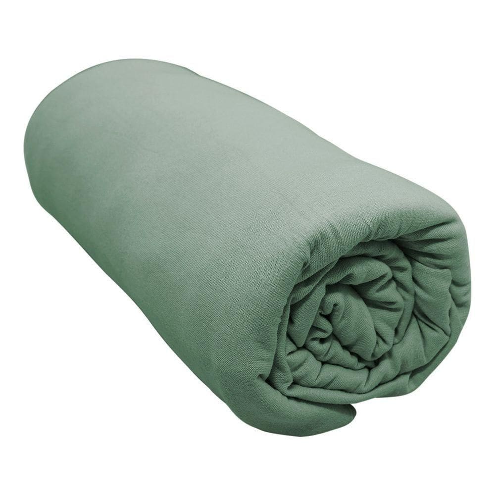 Lençol Com Elástico Casal Portallar Malha 100% Algodão Liso Linha Casa Verde