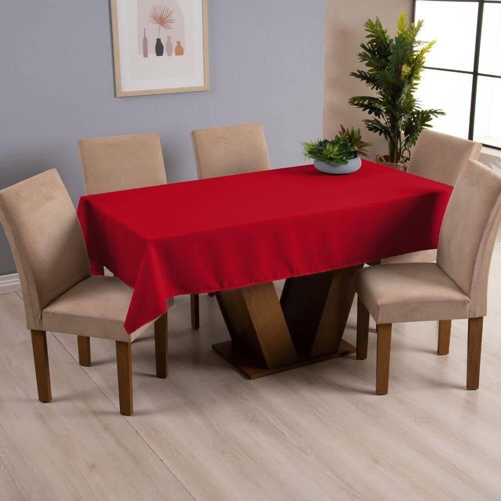 Toalha De Mesa Basic 1 Peça 3,00m X 1,40m 10 Lugares Tecido Oxford 100% Poliéster - Vermelho