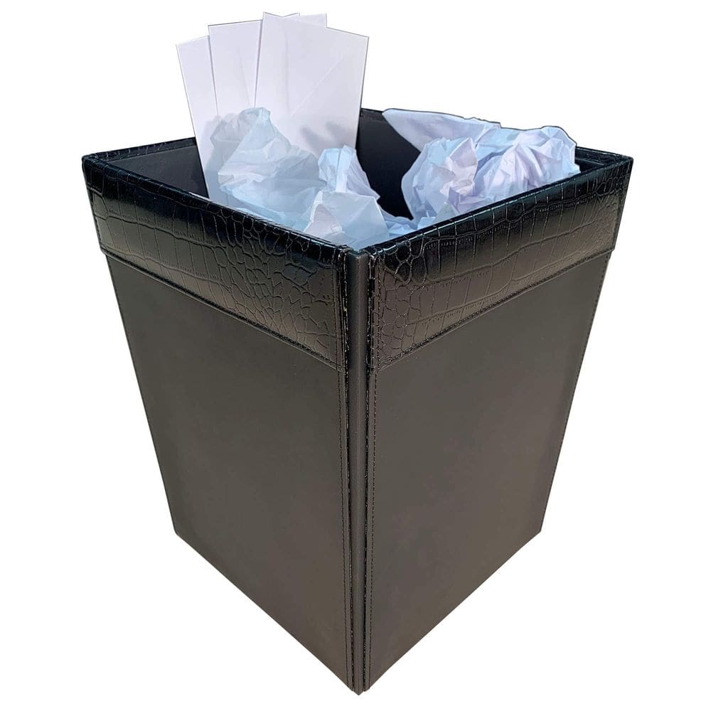Cesto de lixo Dacasso Black Crocodile em couro em relevo