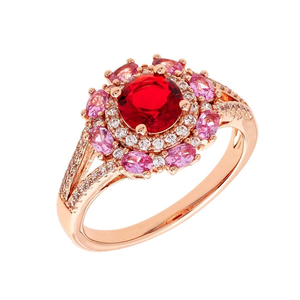 Anel ELEGANT CONFETTI Paris banhado a ouro rosa 18k vermelho CZ