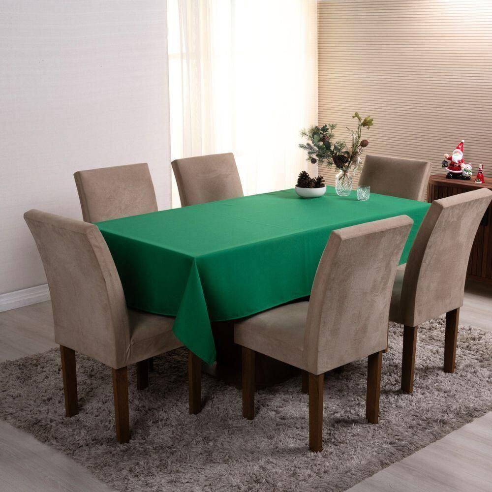 Toalha De Mesa Basic 1 Peça 2,00m X 1,40m 6 Lugares Tecido Oxford 100% Poliéster - Verde