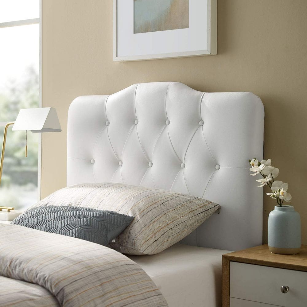 Cabeceira Modway Annabel Tufted Button Faux Leather White