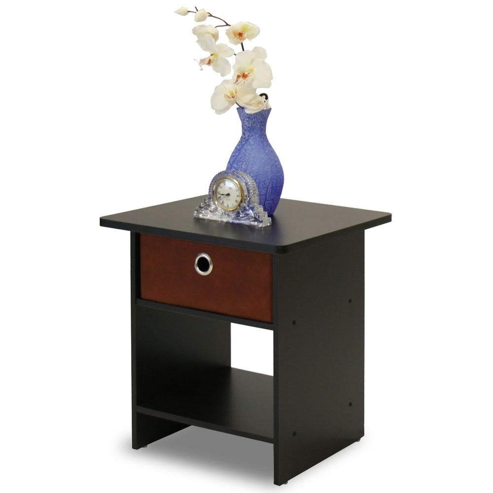 Mesa de cabeceira Furinno Dario com gaveta de espresso/marrom