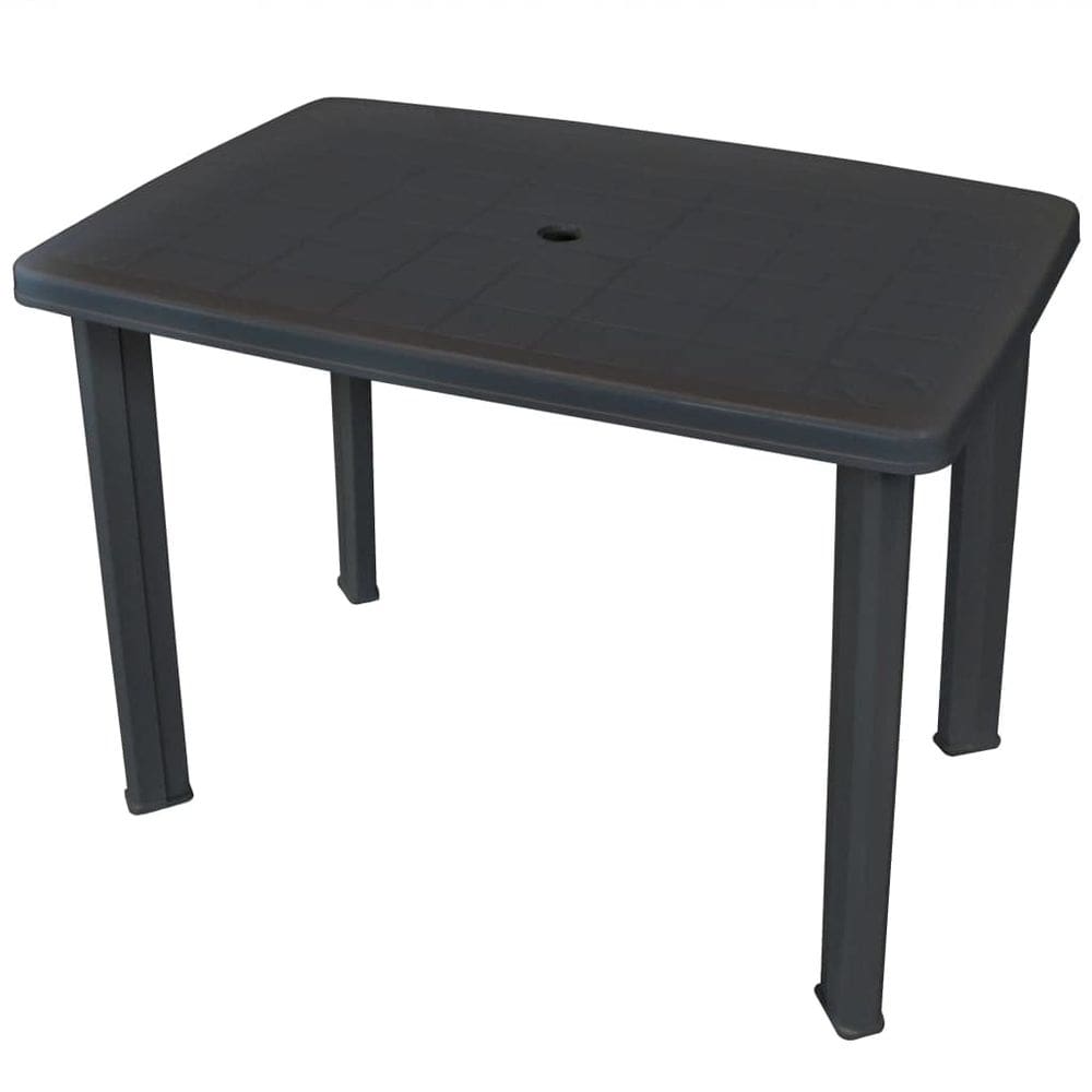Mesa de pátio vidaXL de plástico antracite com orifício para guarda-chuva 100x7