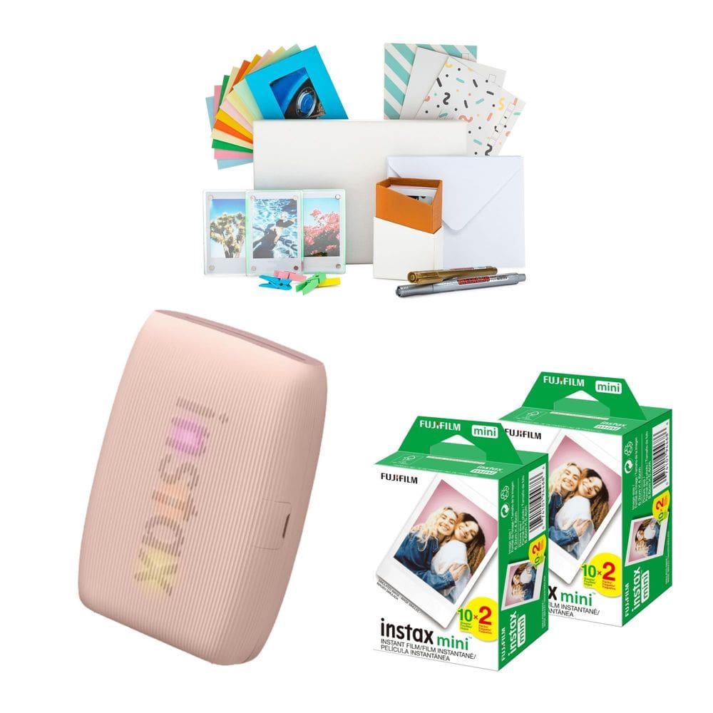 Pacote de impressora para smartphone Fujifilm Instax Mini Link 3 rosa