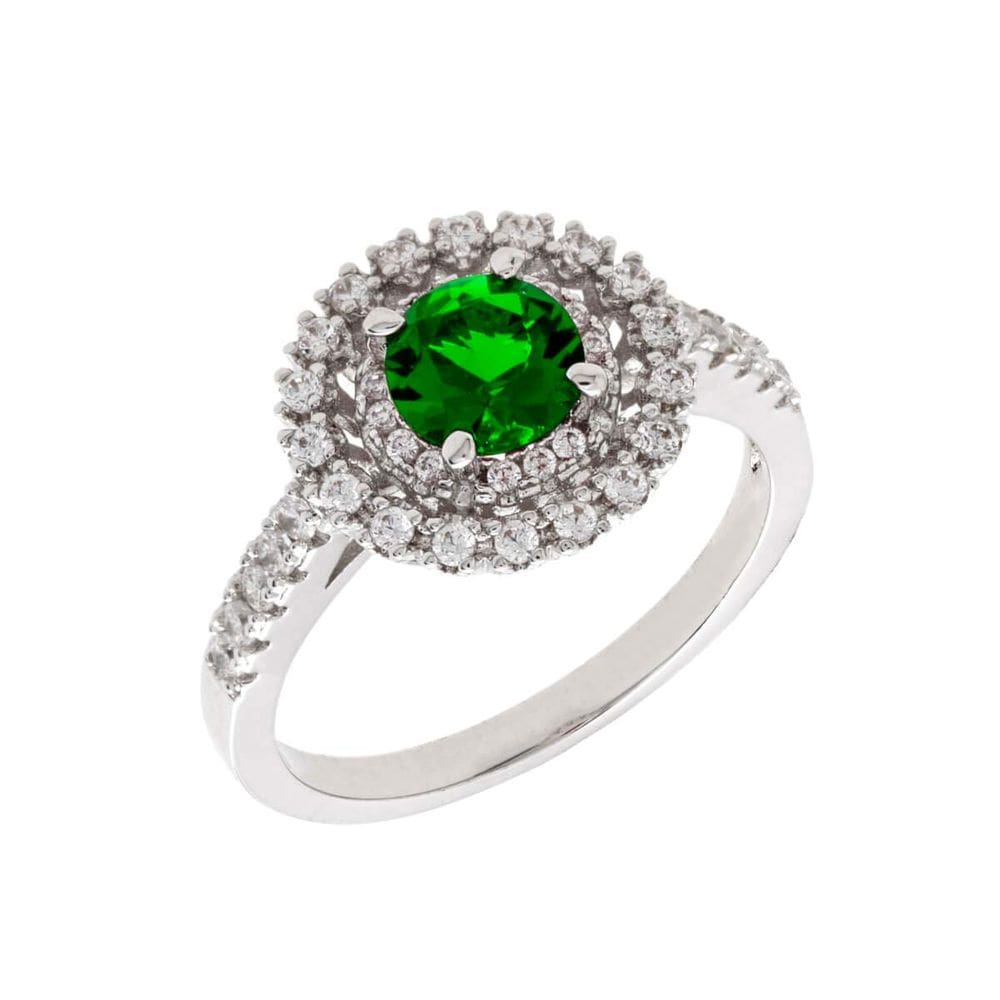 Anel ELEGANT CONFETTI Paris banhado a ouro branco 18k verde CZ