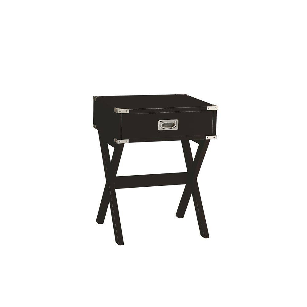 Mesa Acme Babs Mesa de extremidade quadrada de madeira com 1 gaveta preta