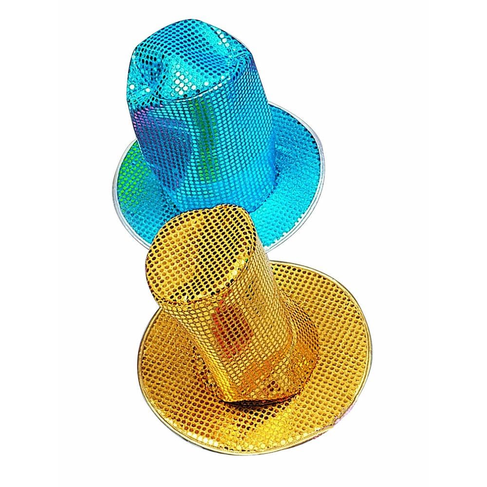 Chapéu de fantasia RG Costume Blue Sequin Disco Hat