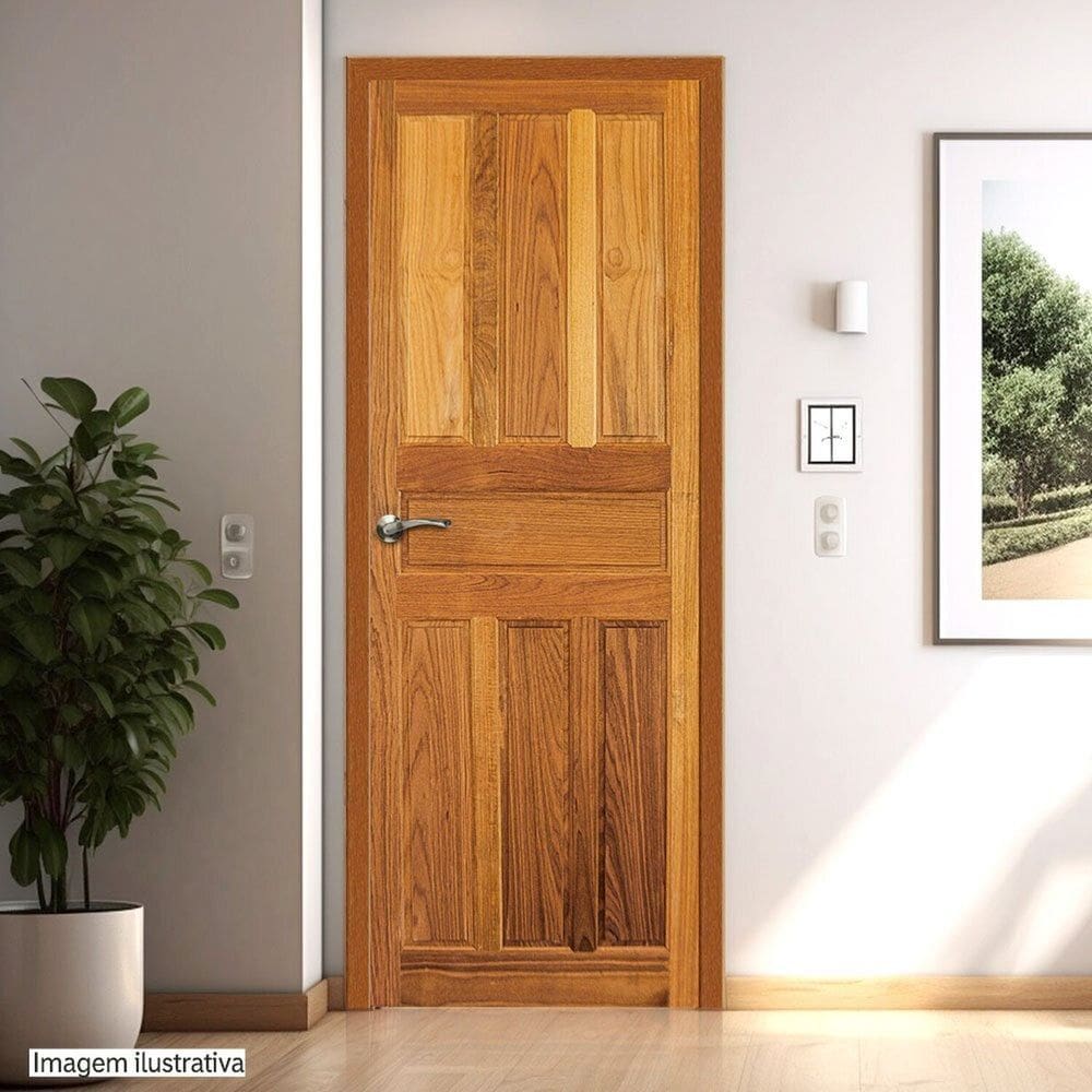 Porta de Madeira Maciça Tauari 210x72x2,8 Internacional Jomadi Natural
