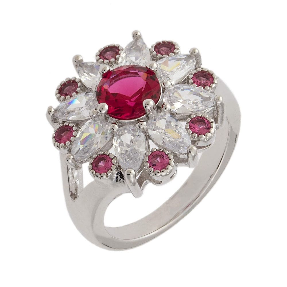 Anel BERTHA Juliet banhado a ouro branco 18k CZ rosa tamanho 7