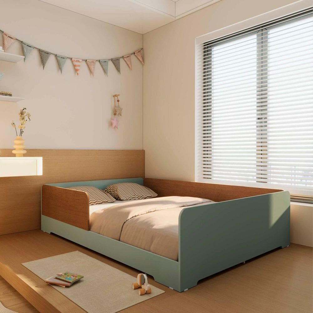Cama Infantil de Casal Montessoriana em 100% Mdf Premium Mark Verti/ Castanho