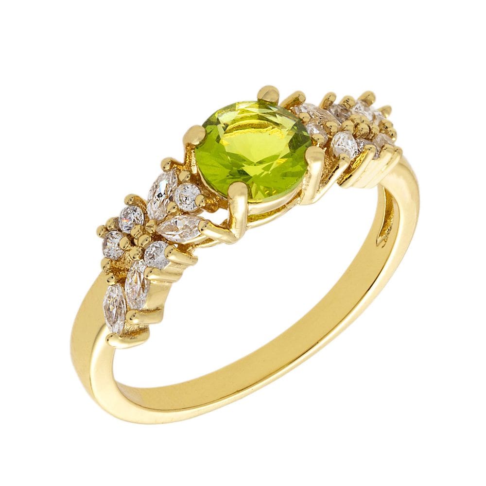 Anel BERTHA Juliet banhado a ouro amarelo 18k CZ verde claro