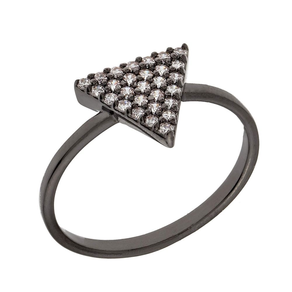 Anel ELEGANT CONFETTI Venice em ouro preto 18k CZ Triangle