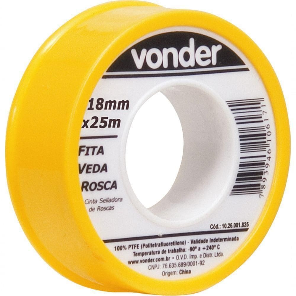 Fita Veda Rosca 18mmx25m Ptfe Teflon Vonder