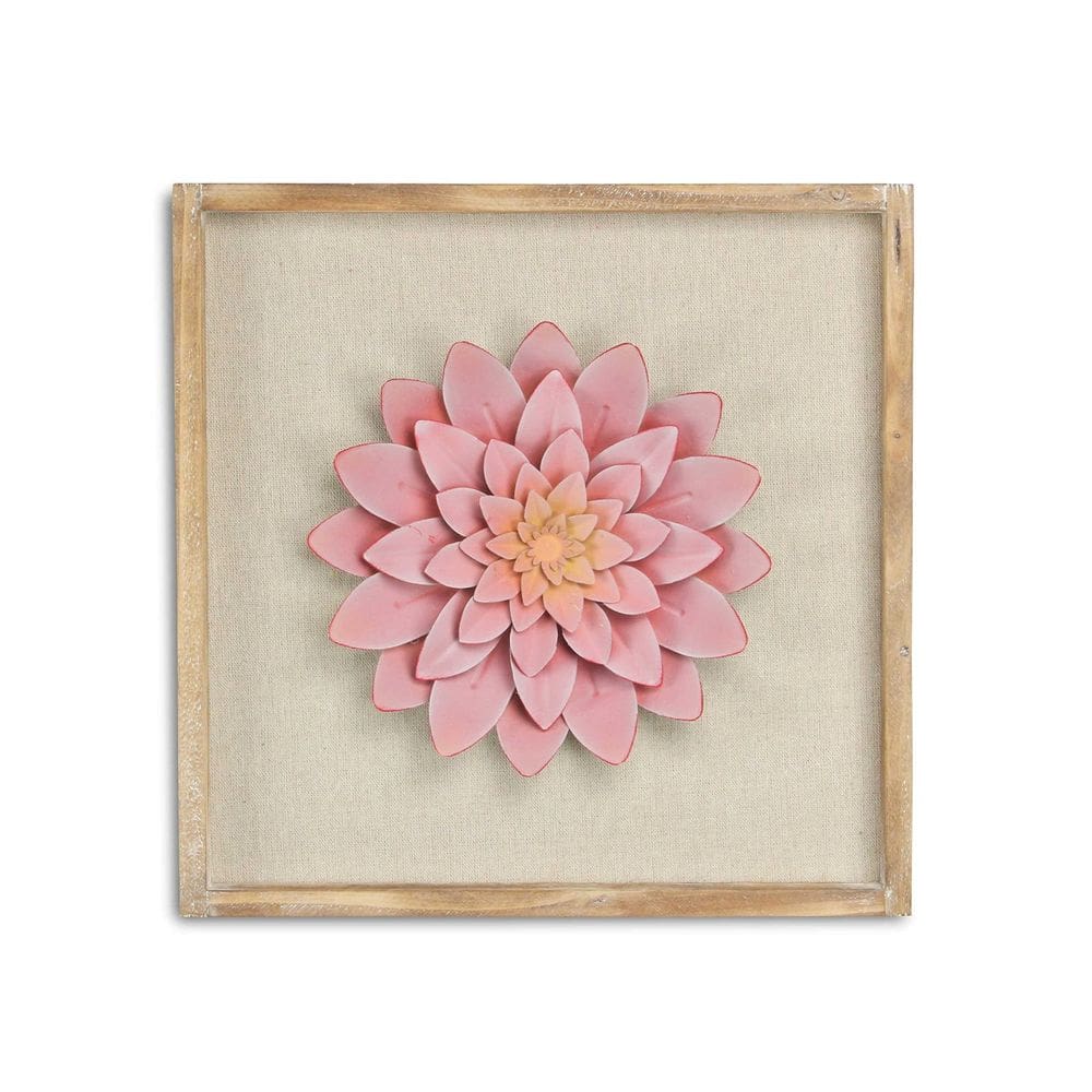 Decoração de parede Cheung`s Pink Flower Brown Frame