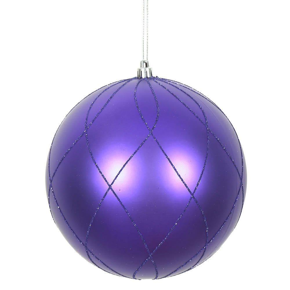 Enfeite de Natal Vickerman 6” Purple Matte Glitter, pacote com 3