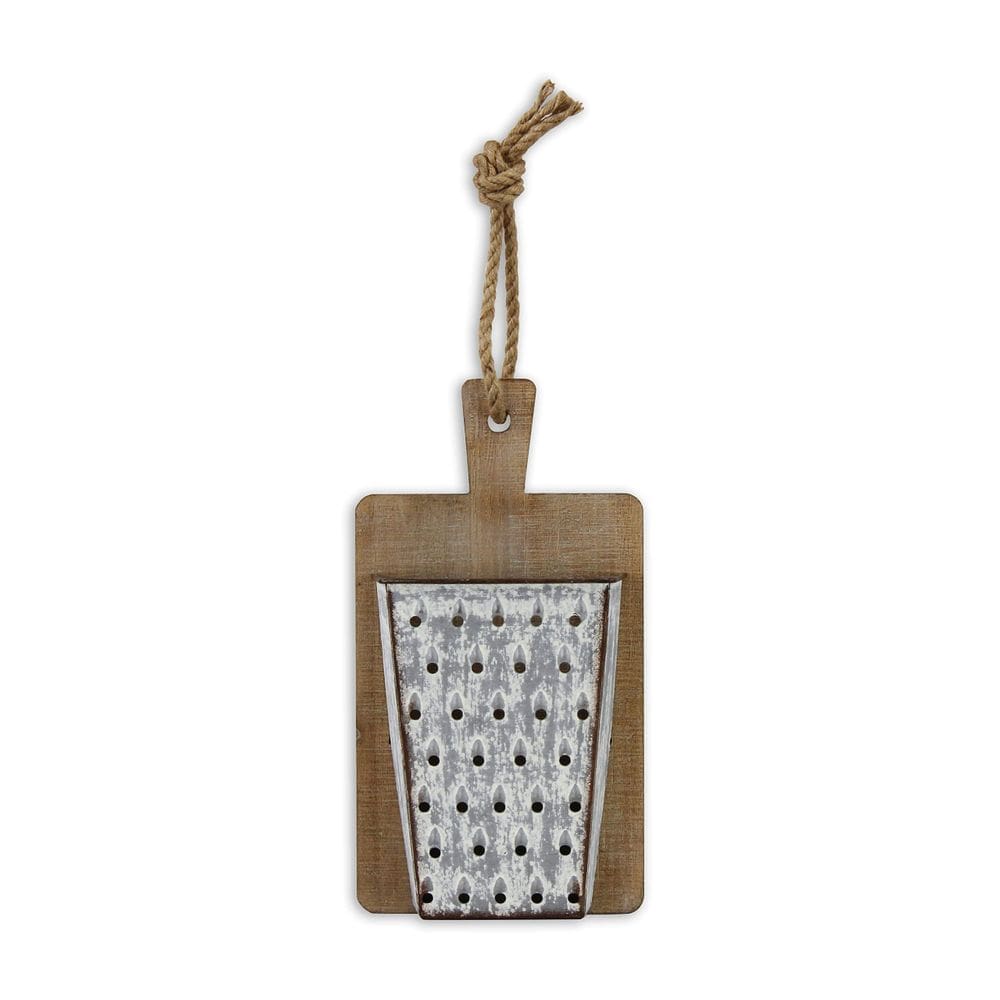 Ralador de queijo Cheung`s Wood Metal Decoração de parede cinza