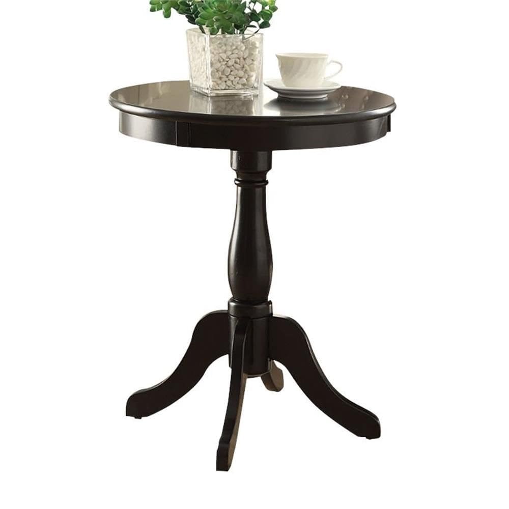 Mesa final com pedestal redondo de madeira preta Acme Alger