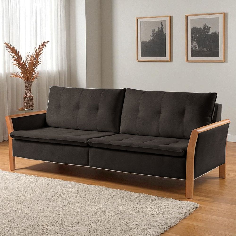 Sofá Fixo Matteo 4 Lugares Luxo 2,80m Castellar Móbile Sintético Preto