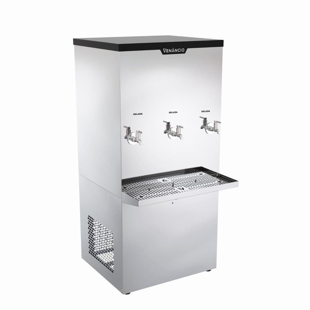 Bebedouro Refrigerado Industrial Inox De Coluna 100L 3 Torneiras Geladas BI100L 220V