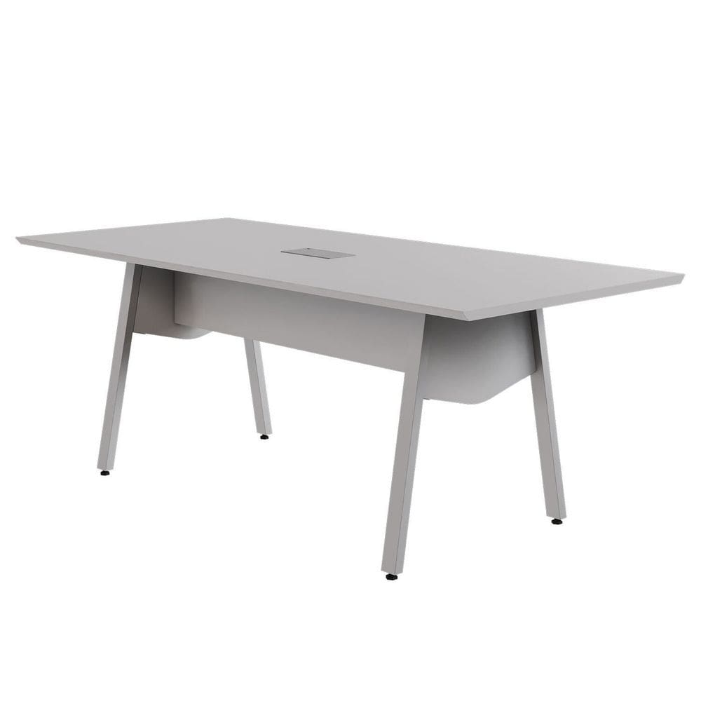 Mesa de Reunião 200cm para 8 Pessoas com Caixa de Tomadas Industrial Executive Cinza
