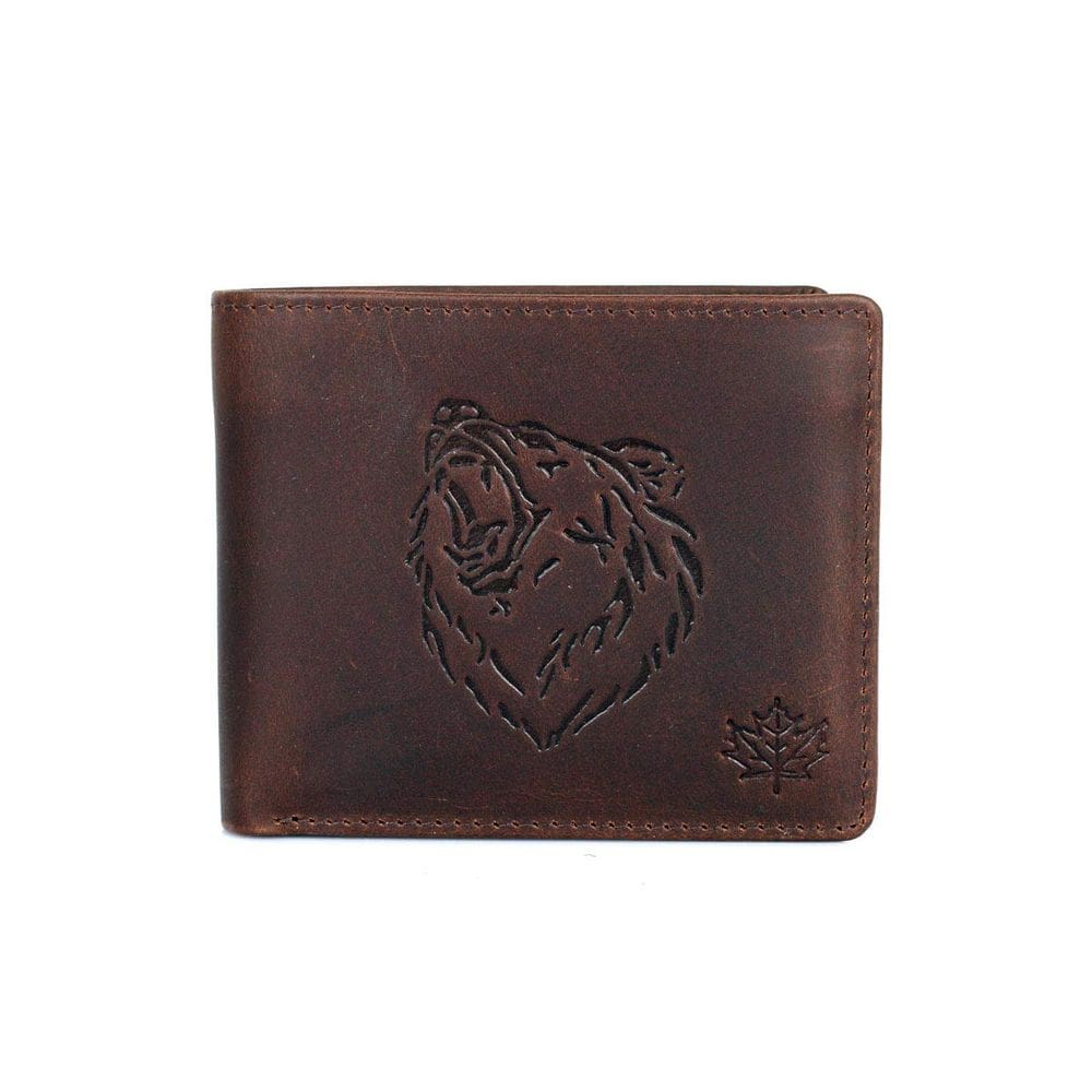 Carteira Karla Hanson de couro com bloqueio de RFID marrom 11x9x2 cm